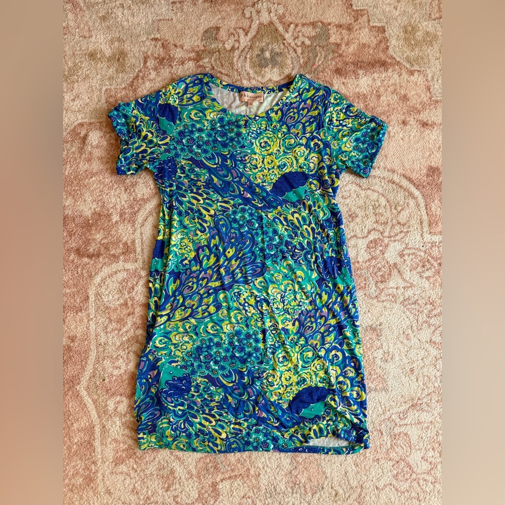 NWT Philosophy Blue and Green Swirl Dress SIZE XL